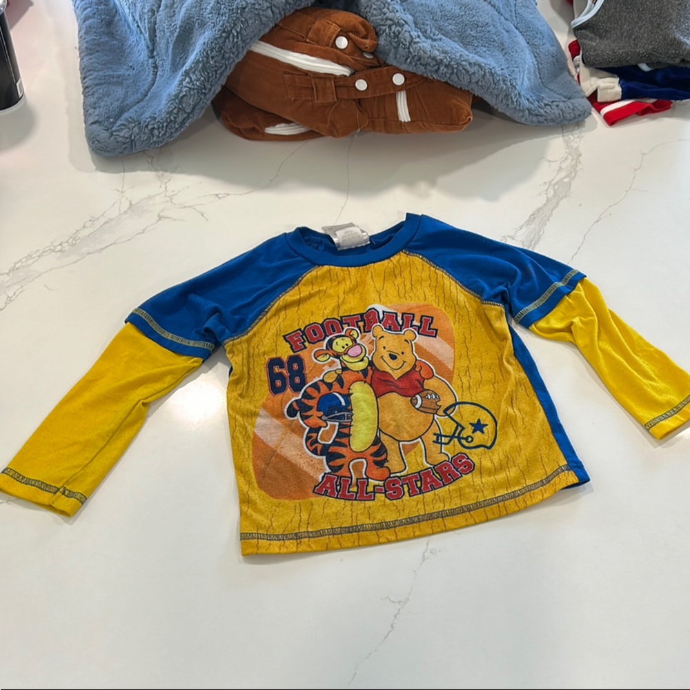 Disney Blue and Yellow Football All-Stars Winnie the Pooh Long Sleeve Tee